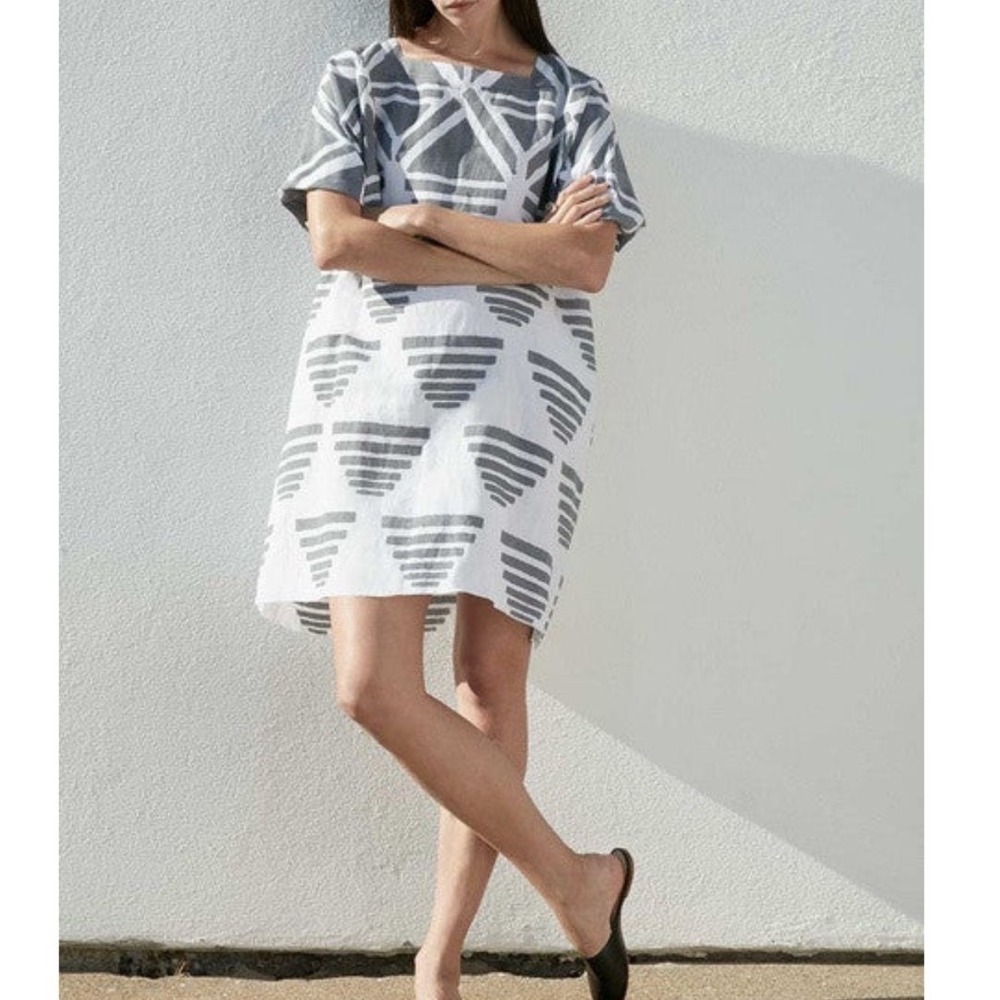 EMERSON FRY NEW Rise Caftan In Flint Pyramids RISE Organic Linen OS